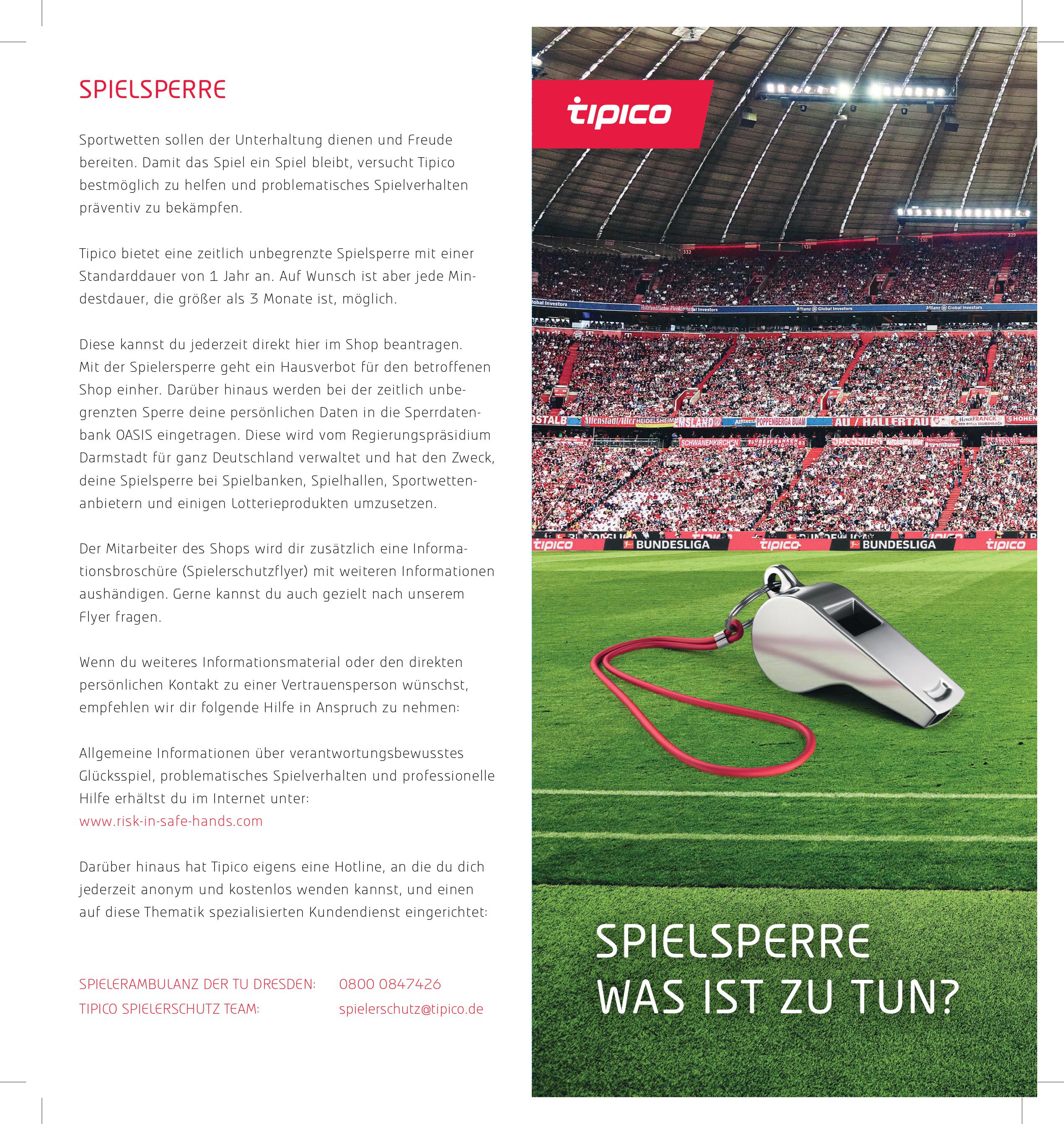 Flyer & Antrag "Spielsperre" Deutschland