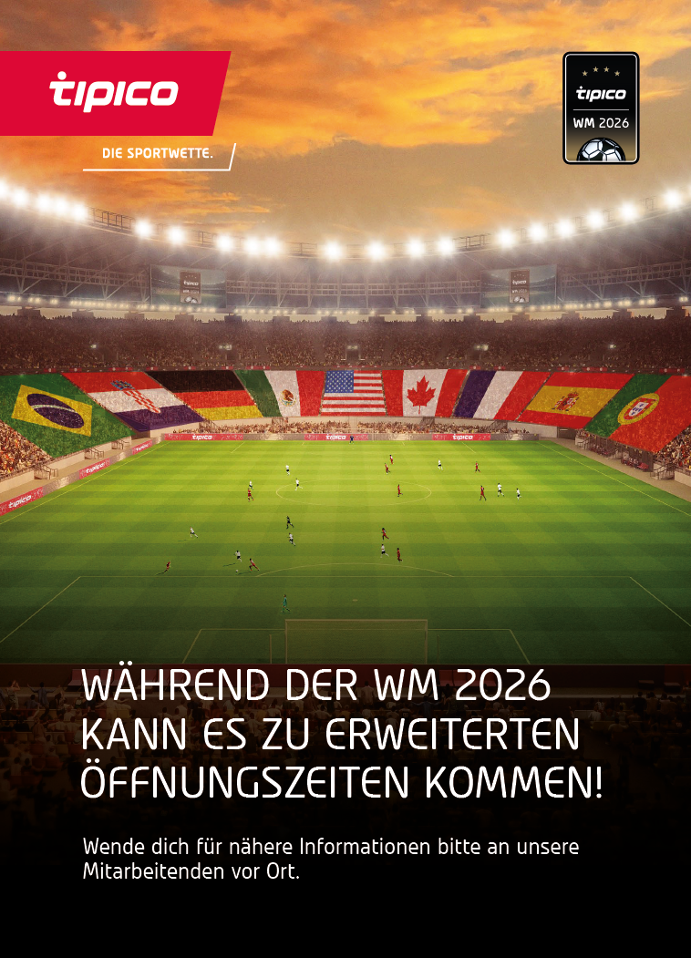 Plakat Öffnungszeiten WM. A4