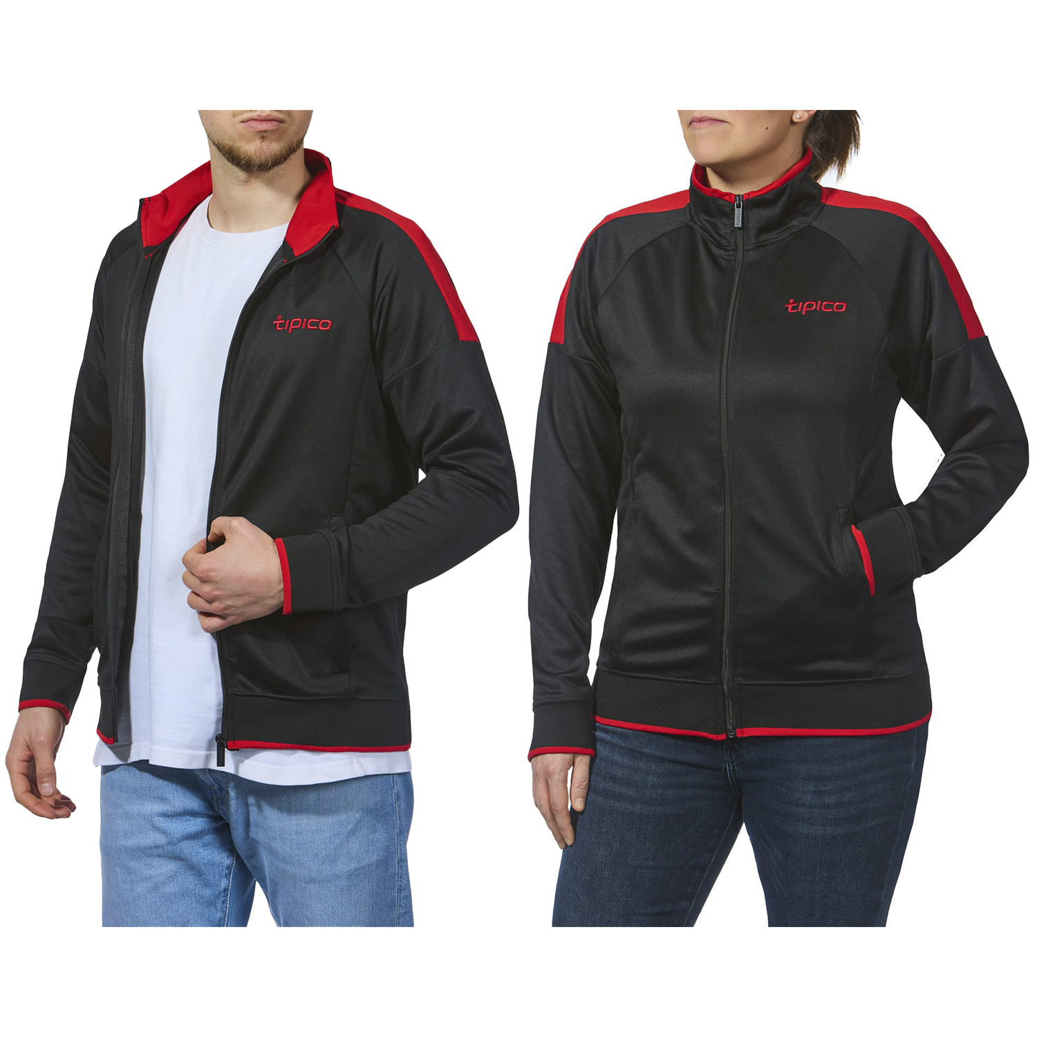 Zip Jacke Training Unisex "tipico" schwarz-rot