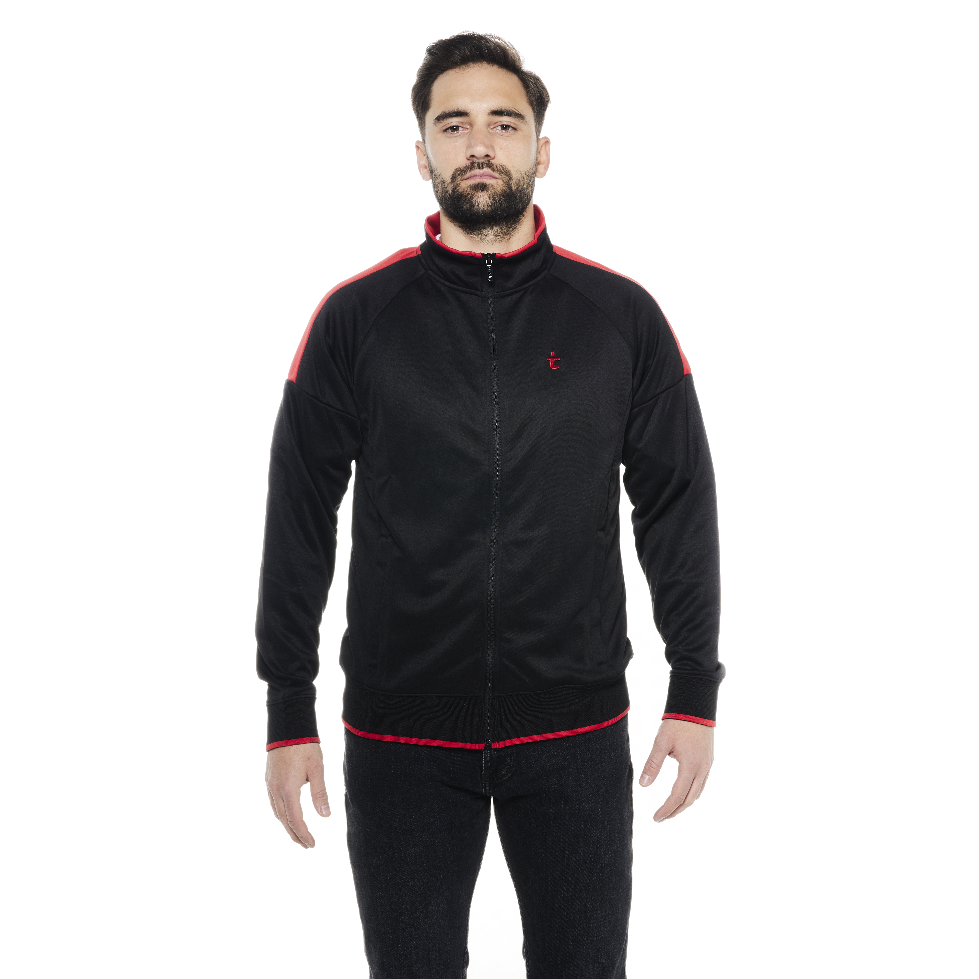 Zip Jacke Training Unisex "t" schwarz-rot