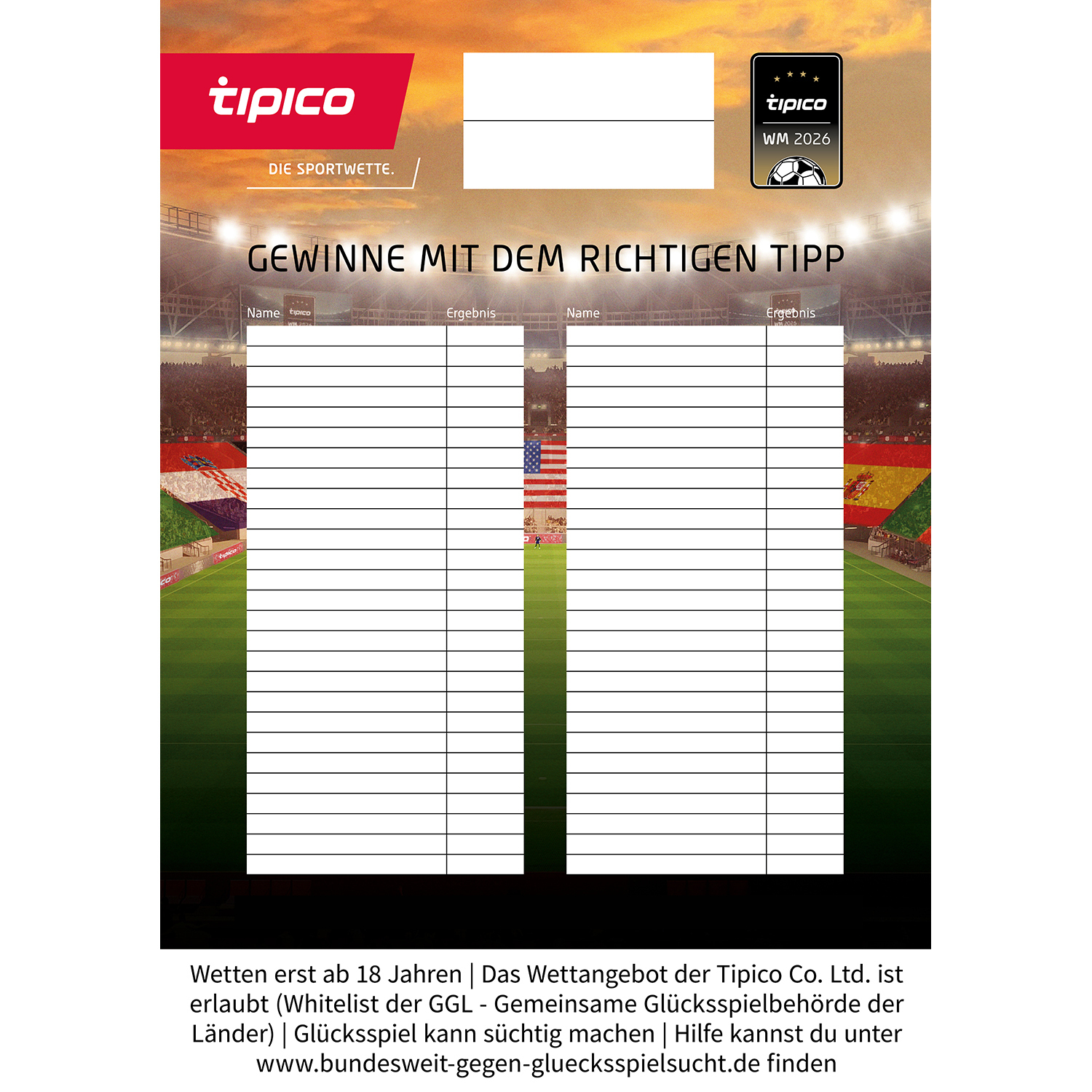 Plakat Tippabgabe A1 - verschiedene Gewinne