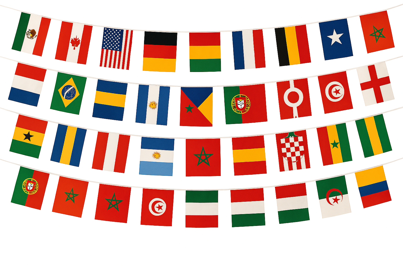 Fahnenkette WM 2026 verschiedene Nationen